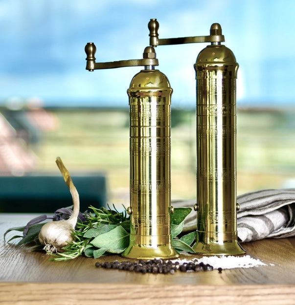 Brass 9" Salt and Pepper Grinders