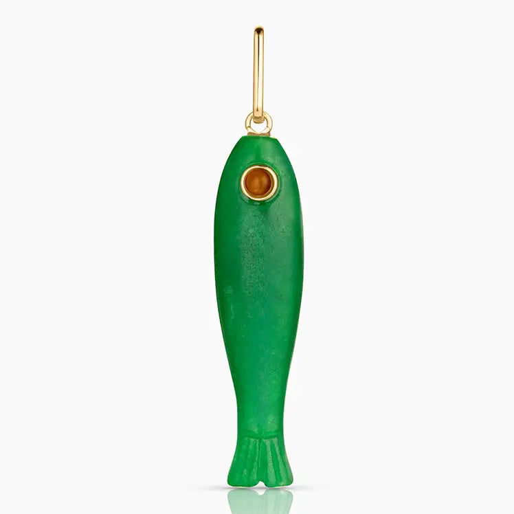 Fortuna Green Jade Fish Charm