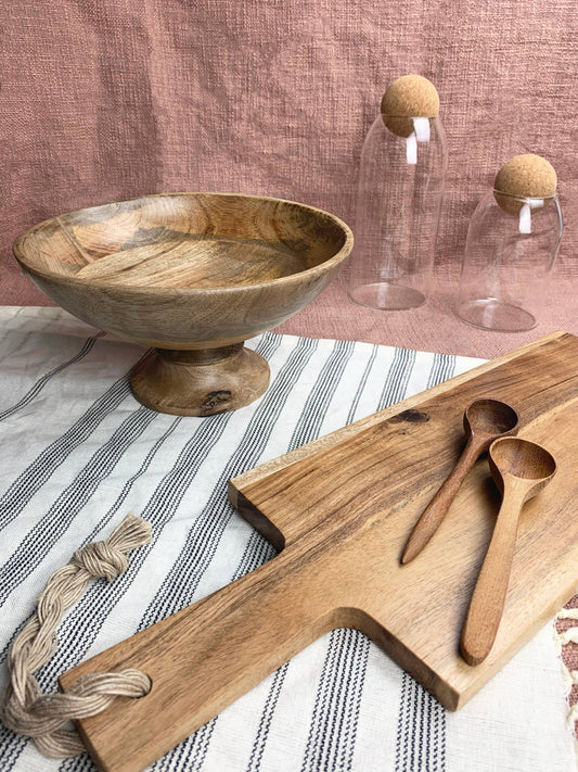 Classic Wood Pedestal Bowl - Natural