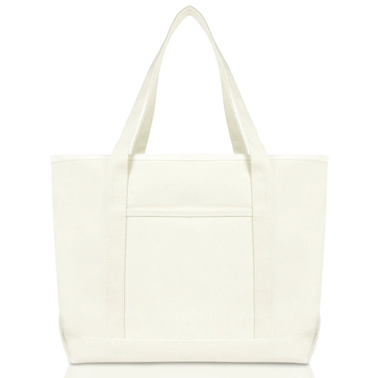 White Zip Top Tote