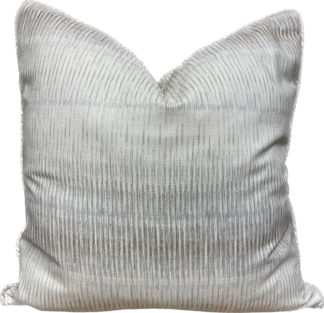 Pair of Taupe and Grey Striped Pillows