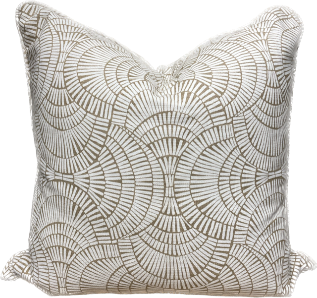 Taupe and White Geometric Pillow