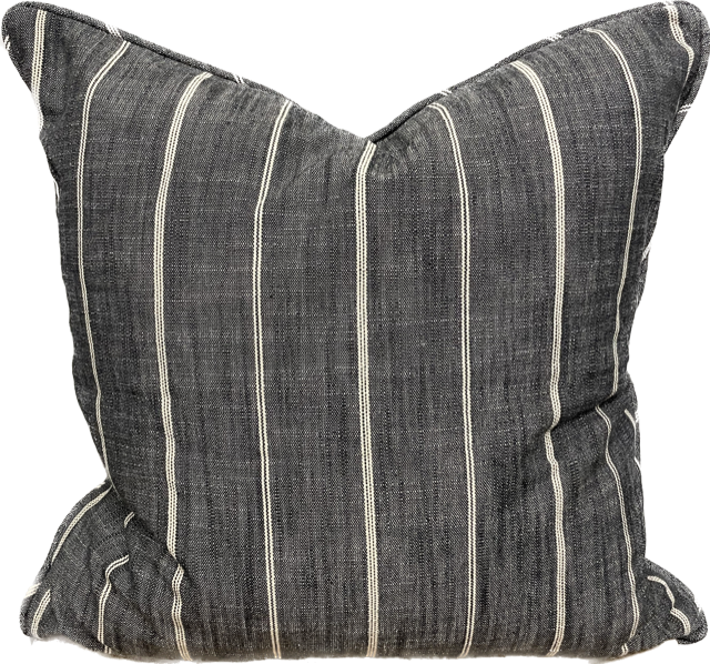 Pair of Charcoal and White Striped Pillow Covers