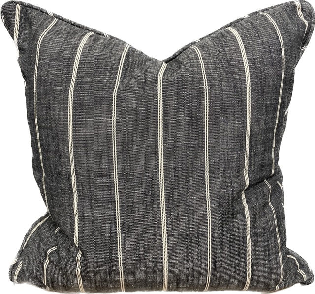 Pair of Charcoal and White Striped Pillows