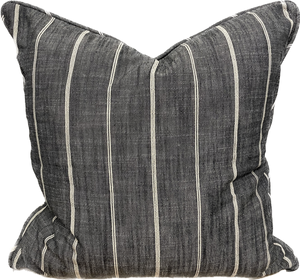 Pair of Charcoal and White Striped Pillows