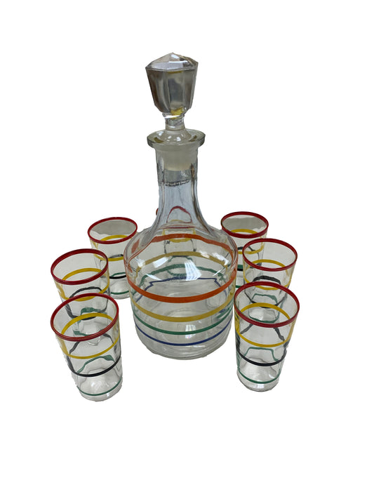 Red,Yellow,Black Stripe Decanter Set