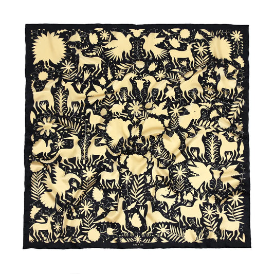 Noe' Gold/Black Silk Scarf