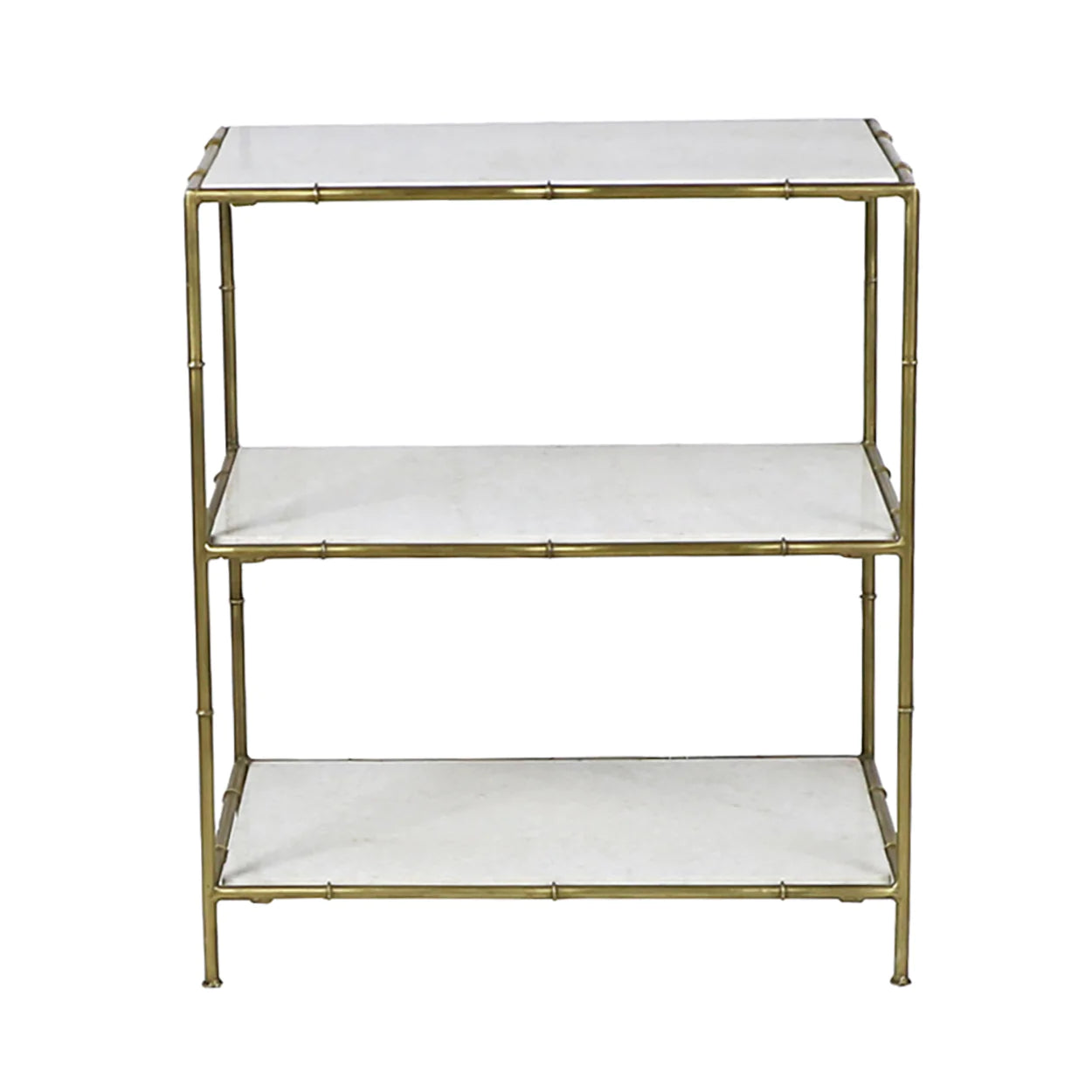 Faux Bamboo White Marble on Brass Stand Shelf