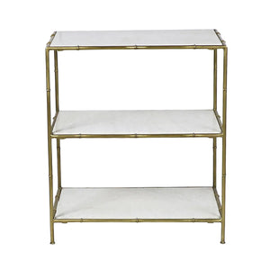 Faux Bamboo White Marble on Brass Stand Shelf
